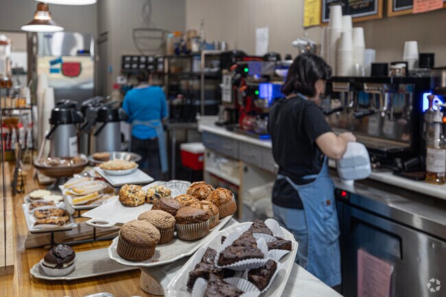Stop by Sweets & Java for a cup of coffee and baked goods.