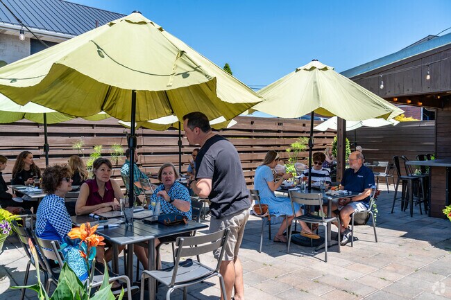 At Darby's Restaurant in River Estates, diners relax and enjoy meals on the patio.