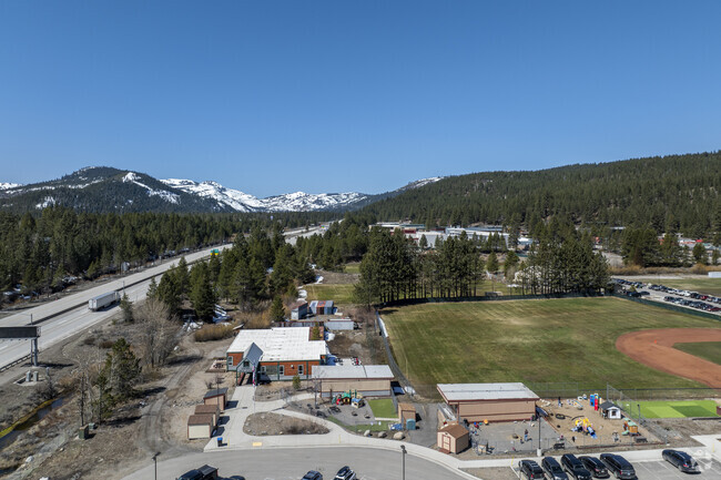 An aerial view of Sierra High (Continuation) School facing West.