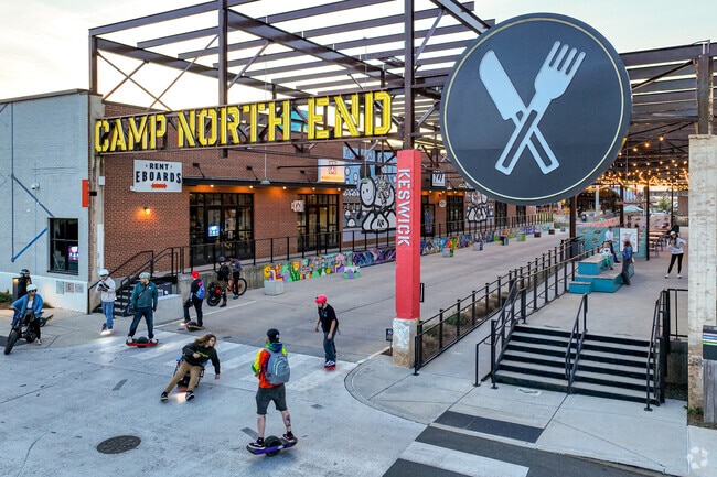 The popular Camp North End is only a short drive from the Oaklawn neighborhood.