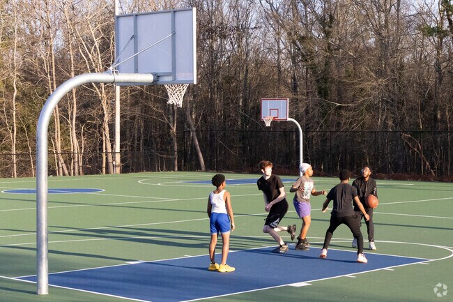 Multiple basketball courts line Lakeside Park in Gantt.