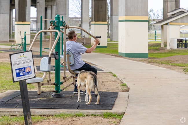 Destrehan East Bank Bridge Park Exercise Equipment on Walking Path
