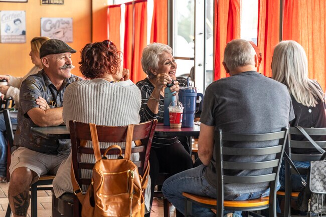 Friends gather fro coffee at a local Atascocita favorite, Javaman Coffee.