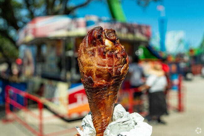 Turkey legs are the meal of choice for visitors at Traders Village.