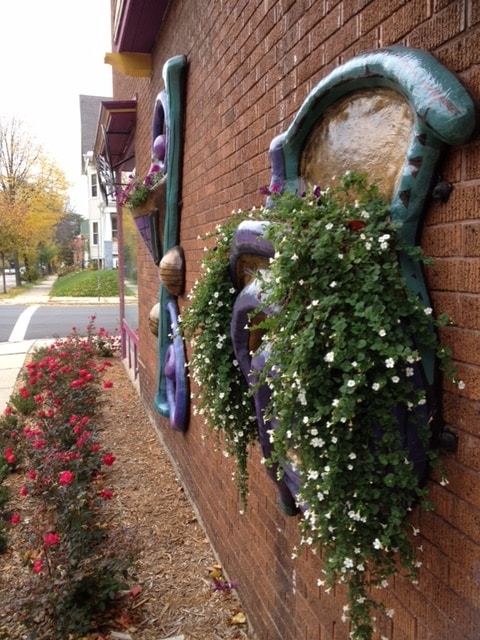Gardens surround the building