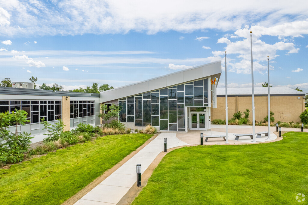 The front entrance walkway at Metropolitan Arts Academy in Westminster, Colorado.