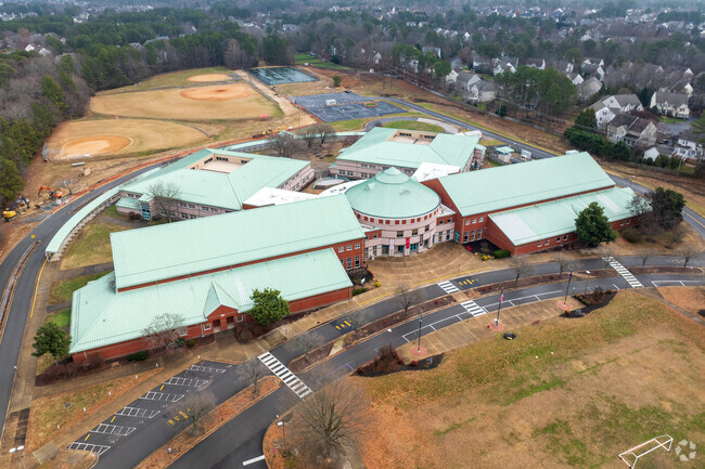 An aerial view of Short Pump Middle School.