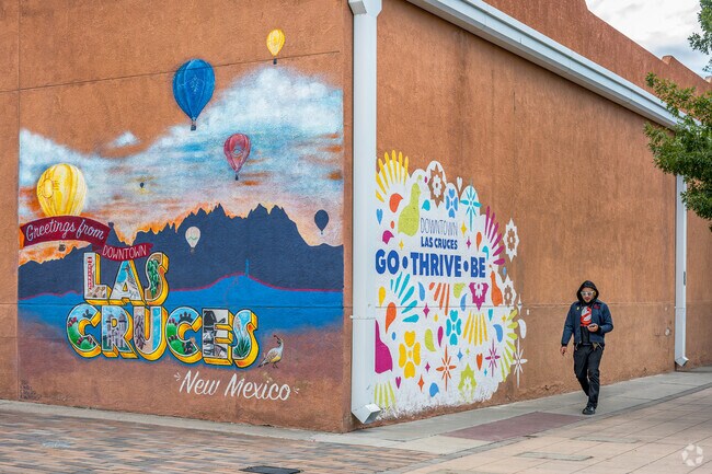 Downtown Las Cruces has some great murals that really makes the downtown pop near Constancia M Palmer.