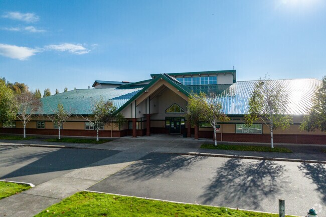 Entrance of Columbia Junior High School in West Fife.