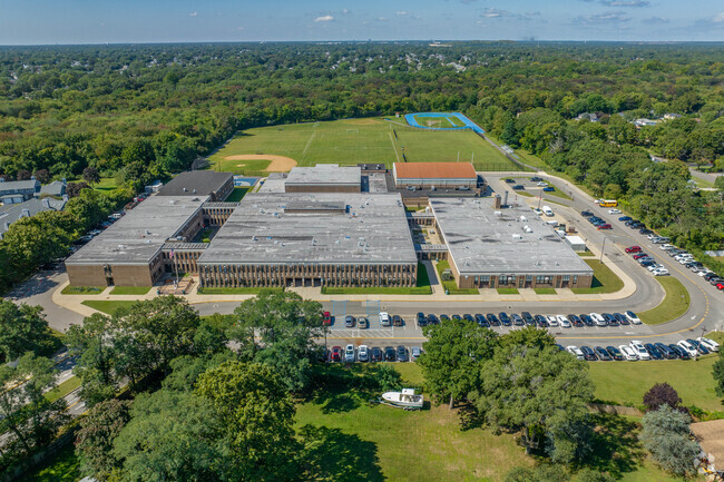An aerial view of the facilities at Robert Moses Middle School in North Babylon.
