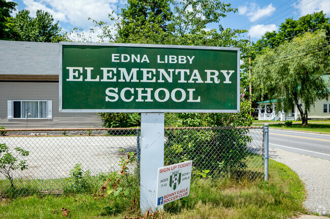 Edna Libby Elementary School's roadside sign welcomes students.