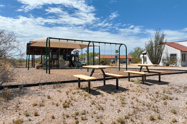 Trinity Christian School in Mesa includes a playground with seating areas.