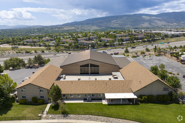 The King's Academy overlooks Highway 80 coming into Reno.