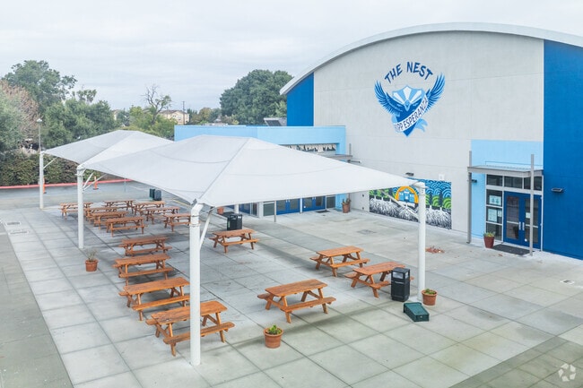 Kipp Esperanza High School has great outdoor seating for students.