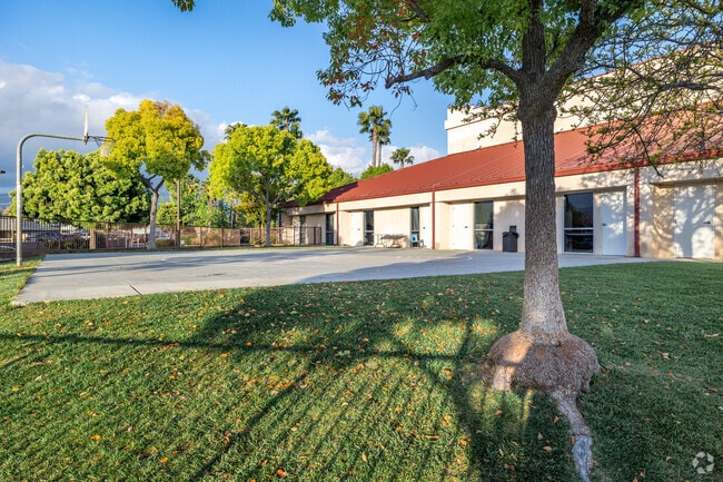 Students can relax on the lawn at Calvary Chapel Academy in Hemet.