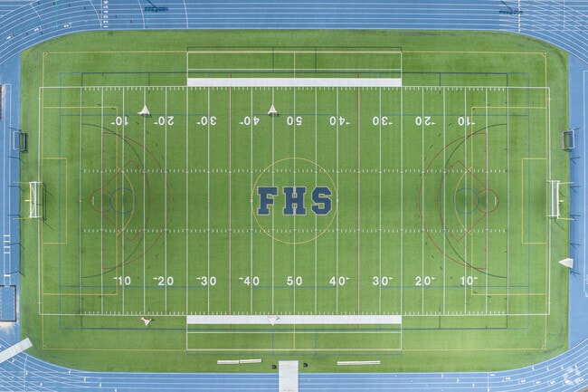 Aerial view of Foxborough High School's Track And Field.