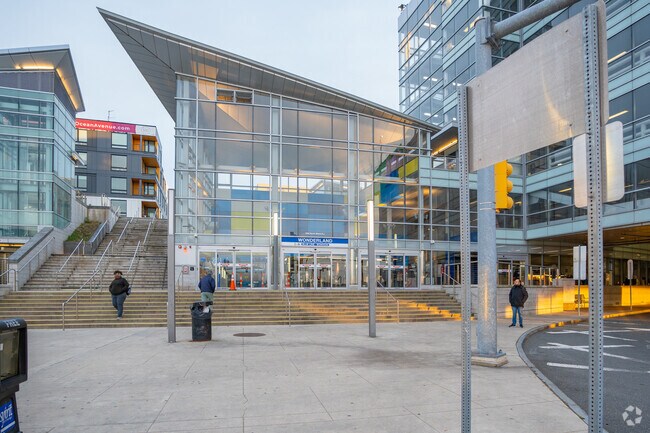 The Wonderland subway station is easy to access for commuters in Revere Beach.