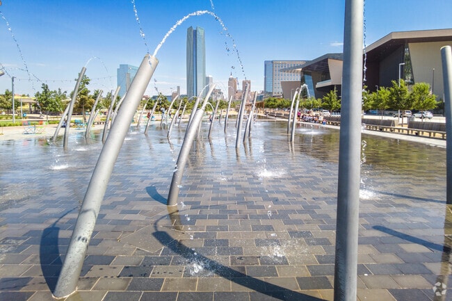 Scissor Tail Park splash pad for children to run and play with the water.