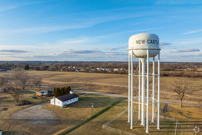 The city of New Castle is surrounded by farm land.