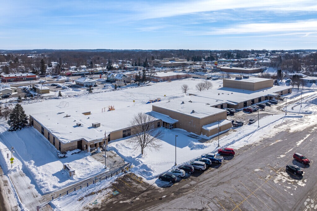 An aerial of St. Frances Cabrini School in West Bend.