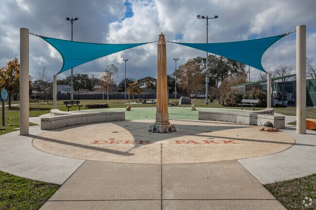 Dow Park's San Jacinto themed splashpad in Deer Park combines local culture with summer fun.