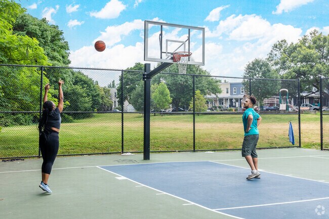 Hampden residents can meet friends at Wyman Park for a pickup game of basketball.