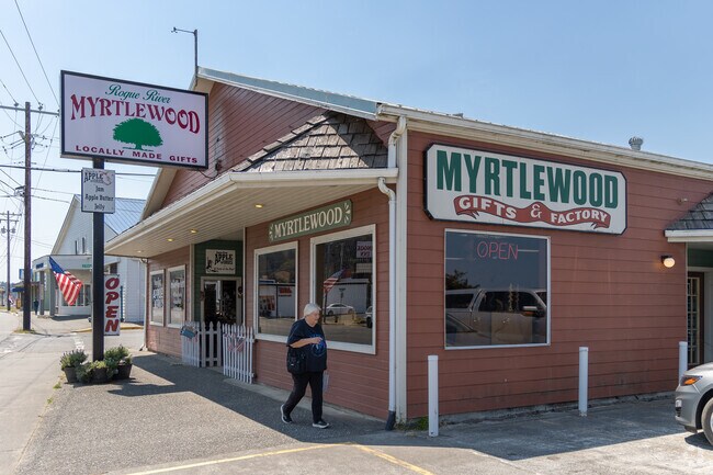 Myrtlewood gifts offers locally handmade wooden crafts.