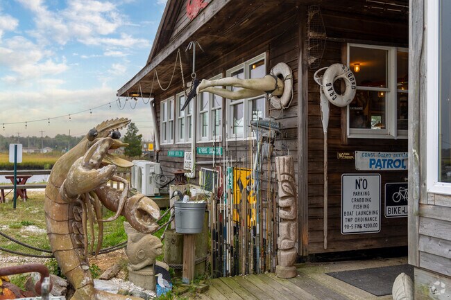 The Red Eyed Crab house features fresh seafood options in an eclectic dining room.