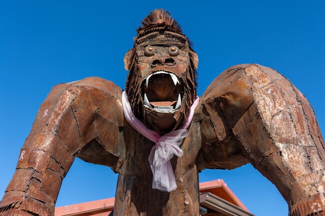 A giant gorilla statue in Mescal is visible from Interstate 10.
