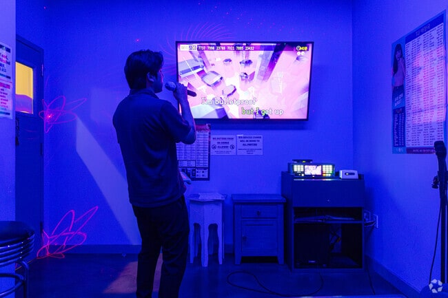 Enjoy some drinks or foods while singing your favorite songs at Honey Plus Karaoke.