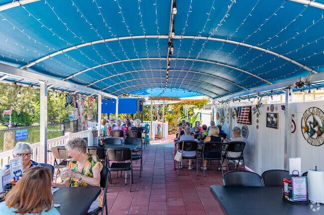 In Hernando Beach the Silver Dolphin has an amazing outdoor space right on the water.