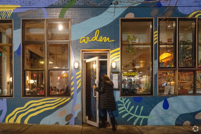 Arden Restaurant in Crown Heights serves up New American cuisine in a mural covered building.