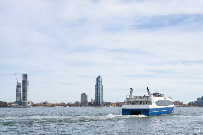 NYC Ferry service at Stuyvesant Cove links riders to East River destinations.