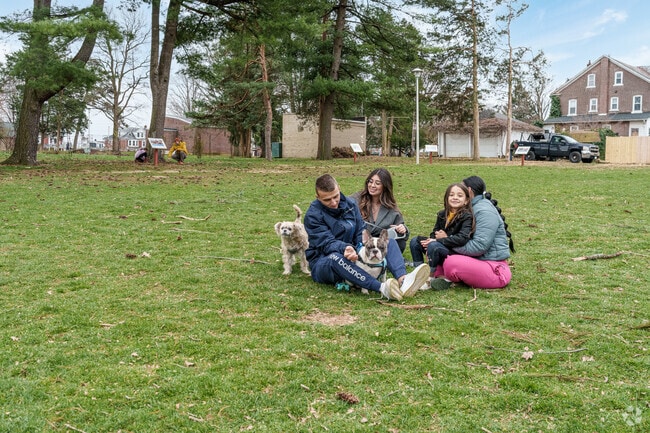 A family enjoys time with their dogs at Bethlehem Rose Garden in Rittersville.
