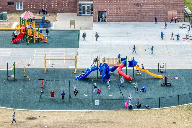 A large playground complex allows Eason Elementary School students plenty of recess options.