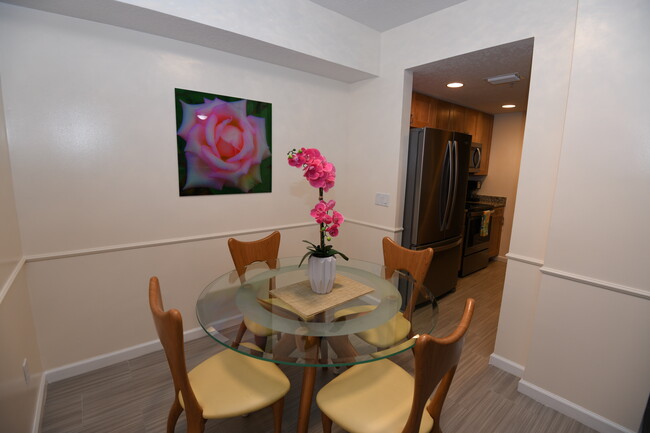 Cheerful dining area.