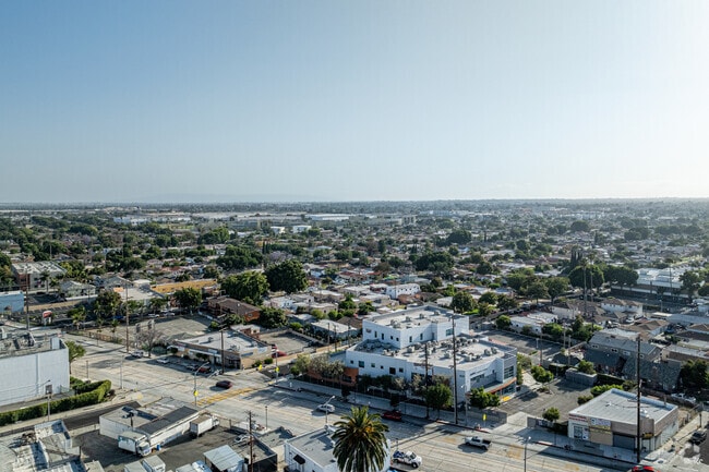 A bird's eye view of KIPP Corazon Academy upper campus in South Gate.