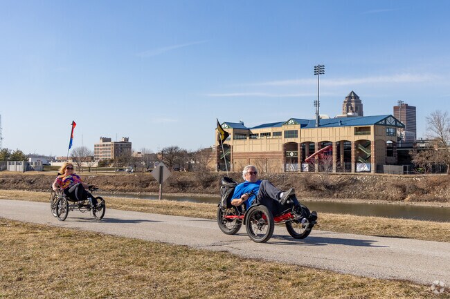 Recumbent trikes on one of Indianola Hills many paved trails and paths.