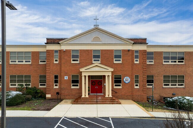 A view of the entrance of St Edward-Epiphany School.