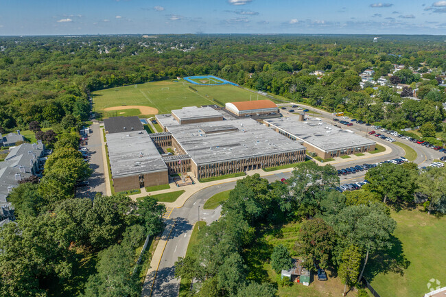 An aerial view of the facilities at Robert Moses Middle School in North Babylon.