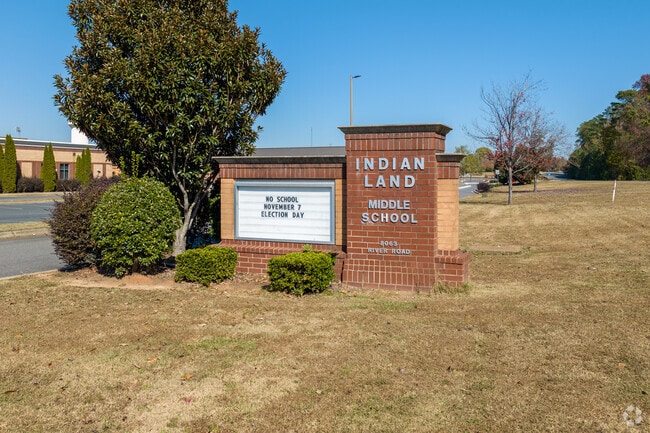 The Indian Land Middle School sign in Indian Land, SC.