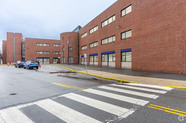 A cross walk for students to the Arlington Elementary School in Lawrence, MA.