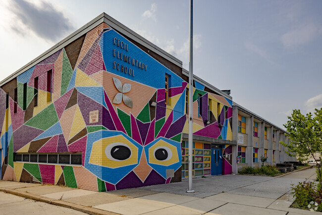 Cecil Elementary School building in East Baltimore Midway.