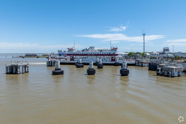 The mainland can be accessed via ferry at the eastern edge of East End Historic District.