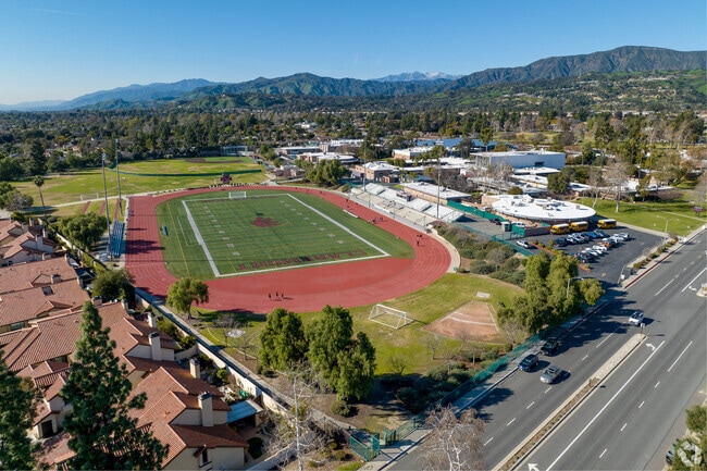 Aerial view of Claremont High School in Claremont,Ca.
