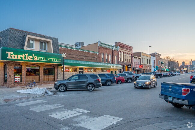 Bars and restaurants looking down 1st Ave E.