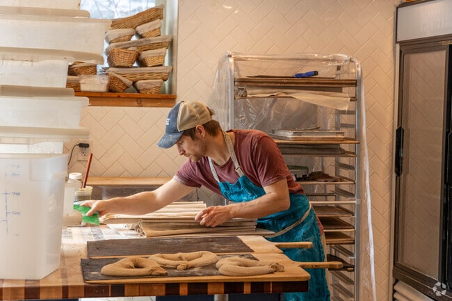 Nearby Charles Village hosts local shops with freshly baked goods, like at Motzi Bread.