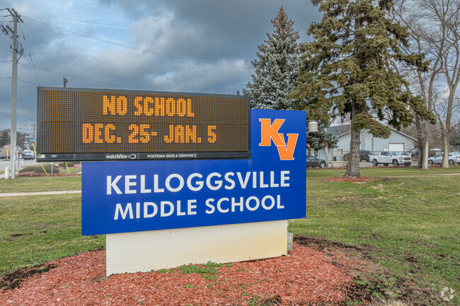 Kelloggsville Middle School has a large campus with pristine athletic fields.