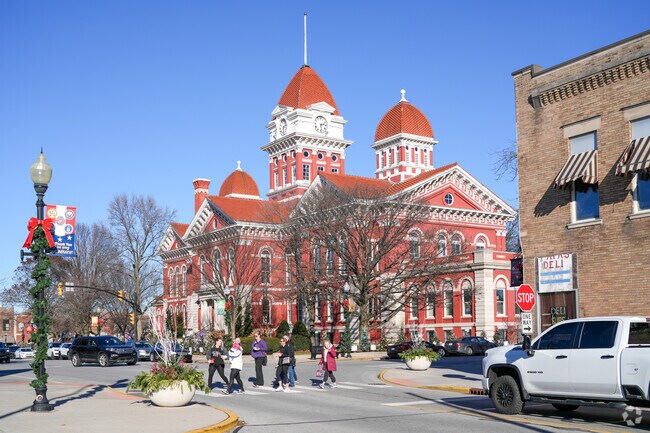 The square in Crown Point is great for families who want to walk around and spend time together.