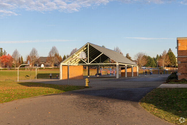 Covered play areas allow for outdoor recess all year at Felida Elementary School.
